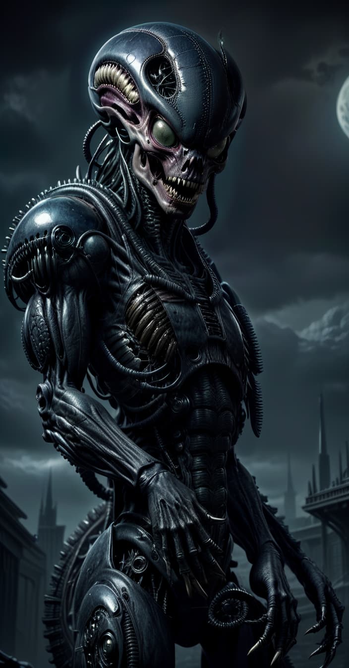  macabre style xenomorph, monster, space, realism, horror . dark, gothic, grim, haunting, highly detailed, civitai