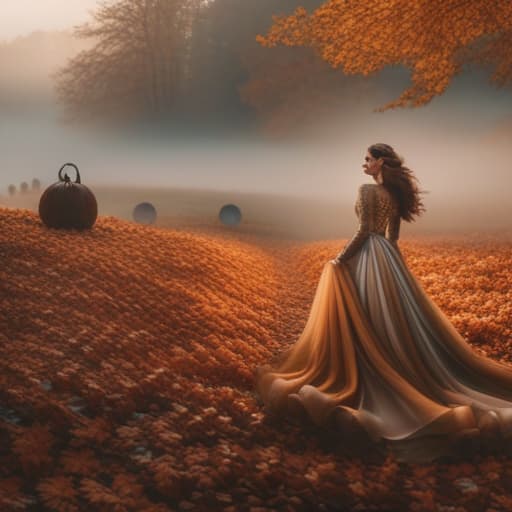  fantasia earthy autumn aesthetics hyperrealistic, full body, detailed clothing, highly detailed, cinematic lighting, stunningly beautiful, intricate, sharp focus, f/1. 8, 85mm, (centered image composition), (professionally color graded), ((bright soft diffused light)), volumetric fog, trending on instagram, trending on tumblr, HDR 4K, 8K