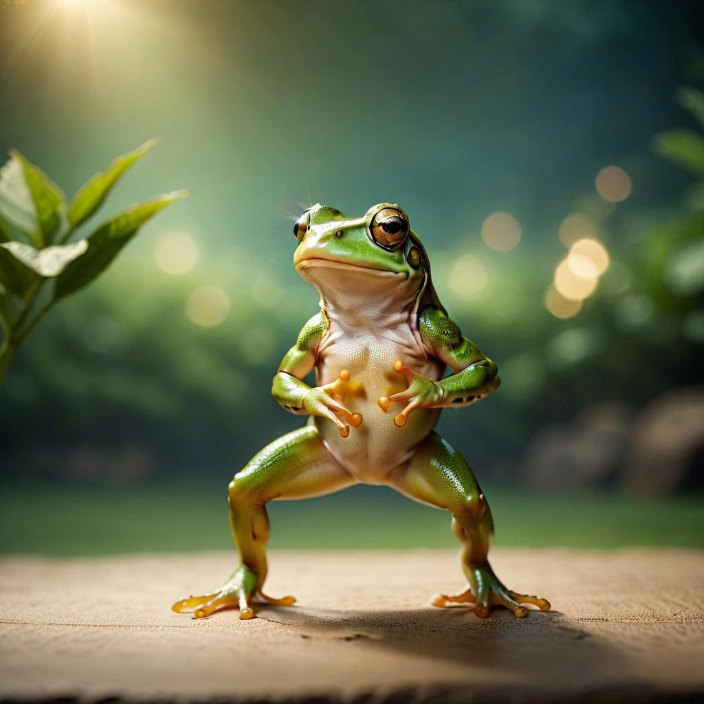  cinematic photo frog dance . 35mm photograph, film, bokeh, professional, 4k, highly detailed, civitai, on parchment