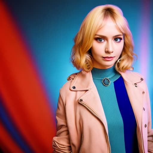 portrait+ style Russian queer TV actress blonde female face