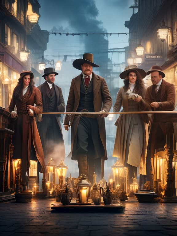  5 people in 19th century clothes play round table mafia, contrasty , vibrant , intense , by jimmy nelson , steve mccurry , annie leibovitz , sebasti?o salgado , peter lindbergh hyperrealistic, full body, detailed clothing, highly detailed, cinematic lighting, stunningly beautiful, intricate, sharp focus, f/1. 8, 85mm, (centered image composition), (professionally color graded), ((bright soft diffused light)), volumetric fog, trending on instagram, trending on tumblr, HDR 4K, 8K