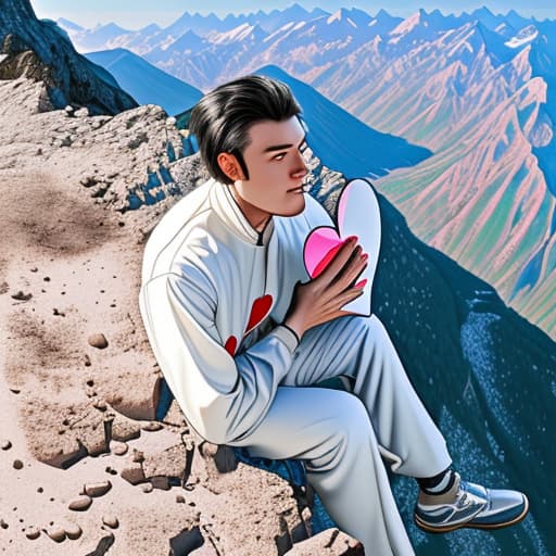  Bonuz GH holding a heart in his hands on a mountain