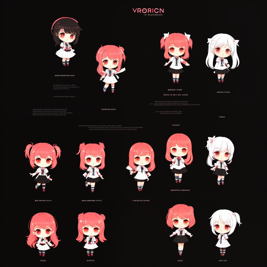  chibi anime vector lineart, 1 girl standing in center, white background,