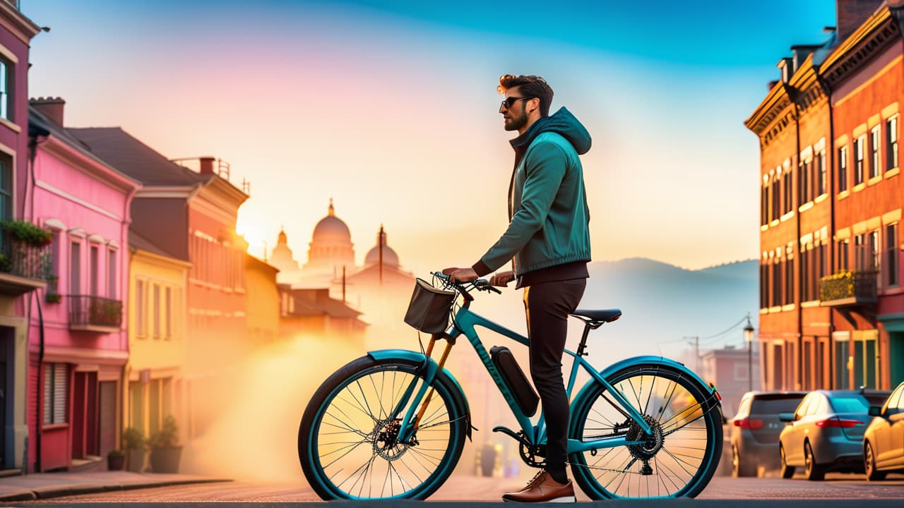  a sleek city bike parked against a vibrant urban backdrop, featuring a lightweight frame, fenders, and a comfortable saddle, surrounded by bustling pedestrians, colorful street art, and modern buildings under a clear blue sky. hyperrealistic, full body, detailed clothing, highly detailed, cinematic lighting, stunningly beautiful, intricate, sharp focus, f/1. 8, 85mm, (centered image composition), (professionally color graded), ((bright soft diffused light)), volumetric fog, trending on instagram, trending on tumblr, HDR 4K, 8K