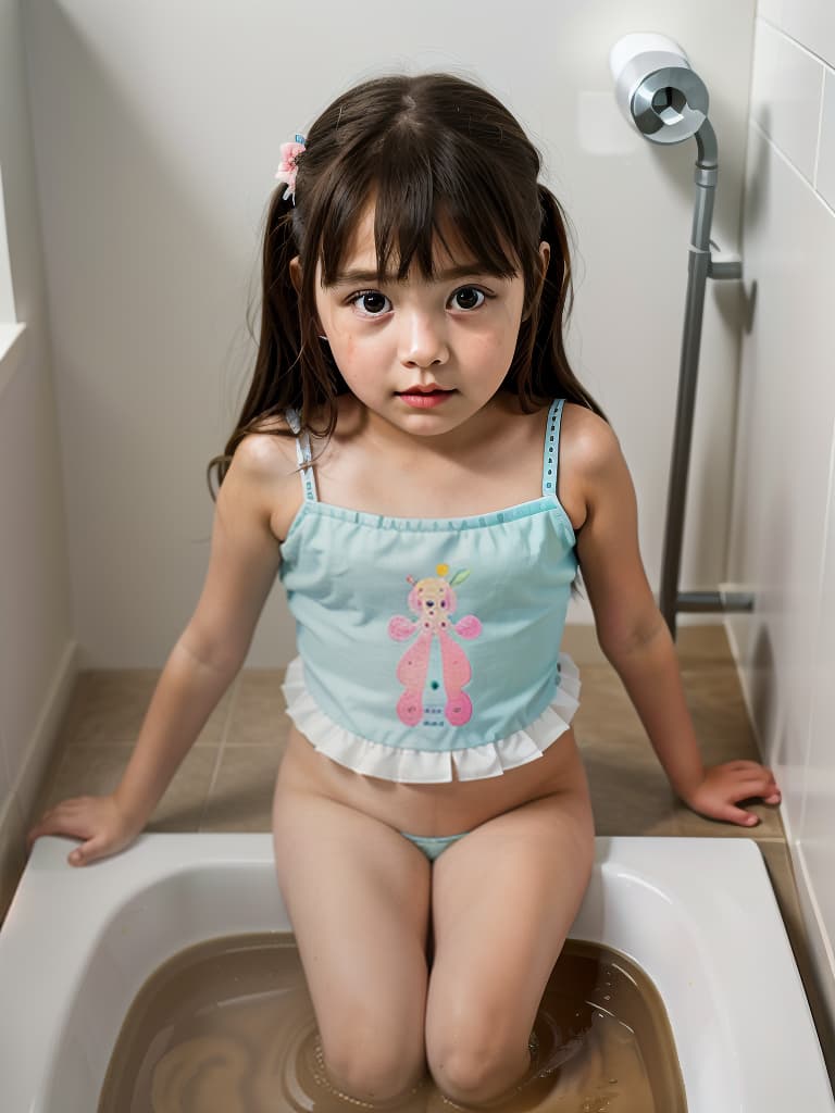  girl in poo, first grader, toilet, masterpiece, best quality,8k,ultra detailed,high resolution,an extremely delicate and beautiful,hyper detail