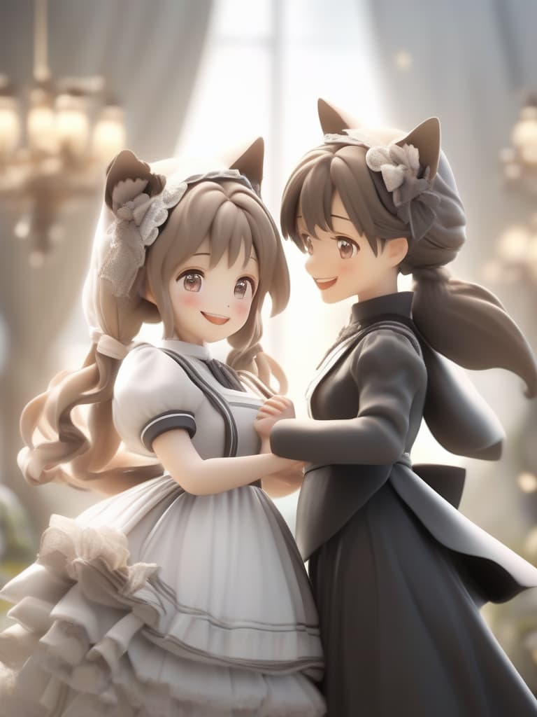  women in maid clothes: 1.5, cat ears wearing: 1.4, a cute smile girl, greeting her husband, masterpiece, best quality,8k,ultra detailed,high resolution,an extremely delicate and beautiful,hyper detail