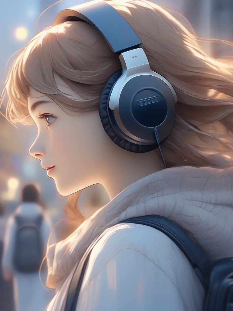  headphones, girls, brown hair, cool, beautiful, masterpiece, best quality,8k,ultra detailed,high resolution,an extremely delicate and beautiful,hyper detail