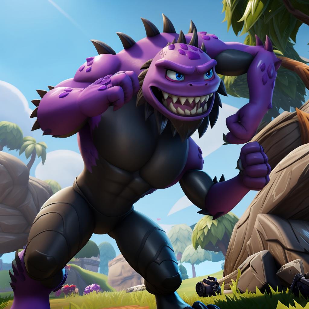  Scary shiny black monster (monsters inc, Fortnite), full body, punch, open eyes, masterpiece, 4k, fine details,