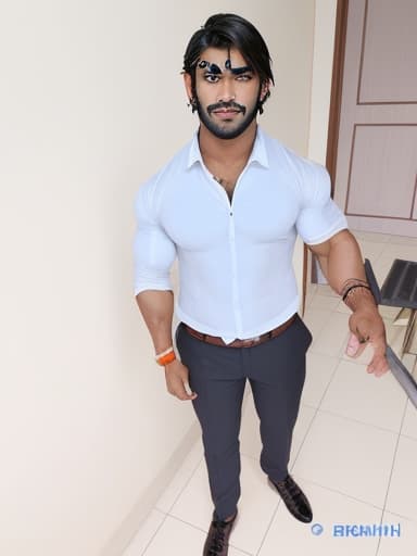  a handsome muscular indian man who looks like chris hemsworth