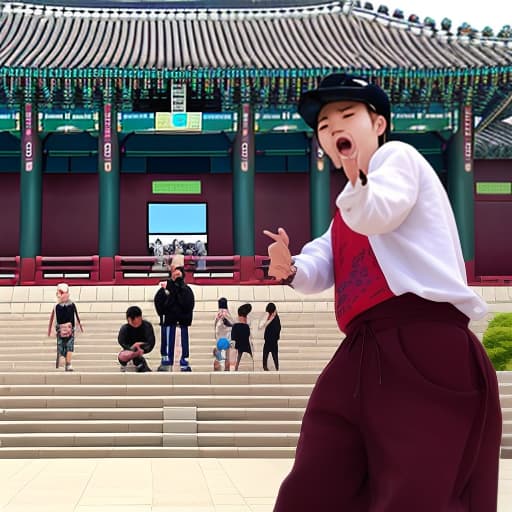  people rapping at gyeongbokgung palace in south korea