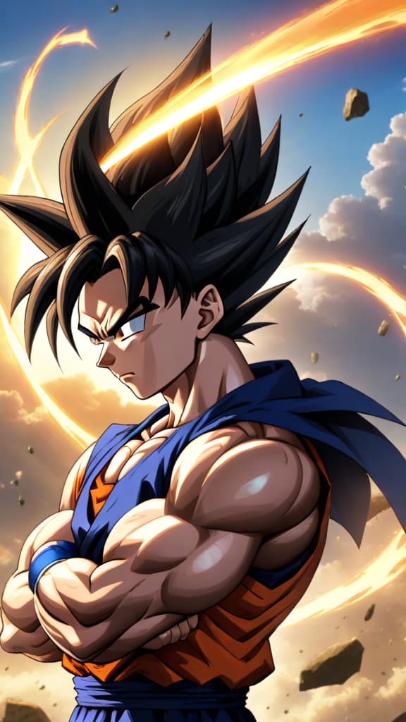  hybrid saiyans like gohan from dragon ball z showing immense power and emotional balance in anime art hyperrealistic, full body, detailed clothing, highly detailed, cinematic lighting, stunningly beautiful, intricate, sharp focus, f/1. 8, 85mm, (centered image composition), (professionally color graded), ((bright soft diffused light)), volumetric fog, trending on instagram, trending on tumblr, HDR 4K, 8K