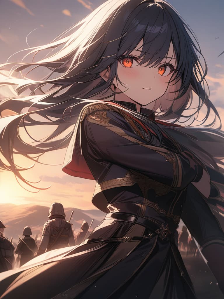  girls, girls, cool hair, looking at here, purple, yellow and red eyes, battle start, battlefield, masterpiece, best quality,8k,ultra detailed,high resolution,an extremely delicate and beautiful,hyper detail