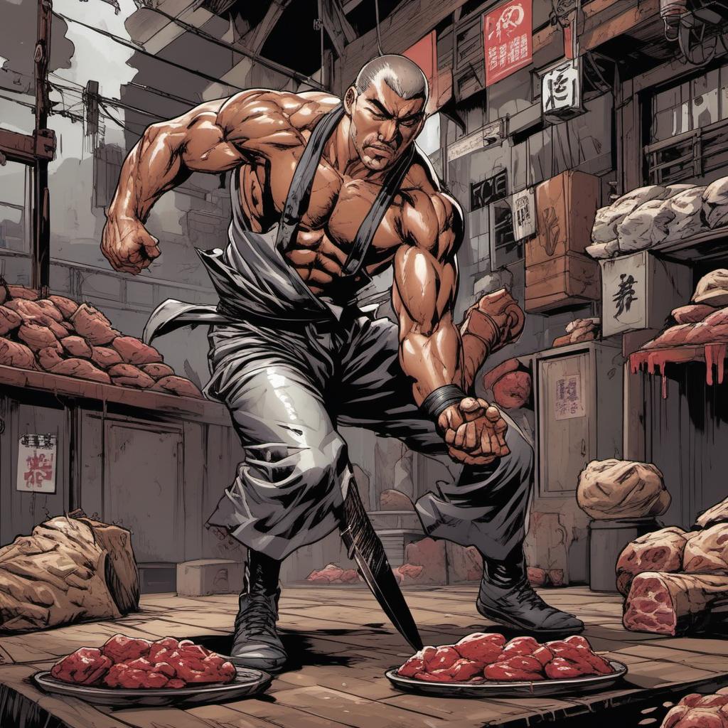  butcher uppercut , comic style, manga and manhwa style, painting style