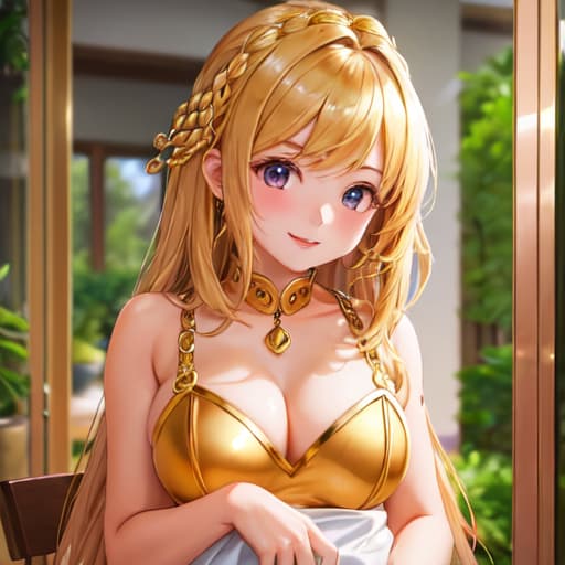  master piece , best quality,cute girl, gold.