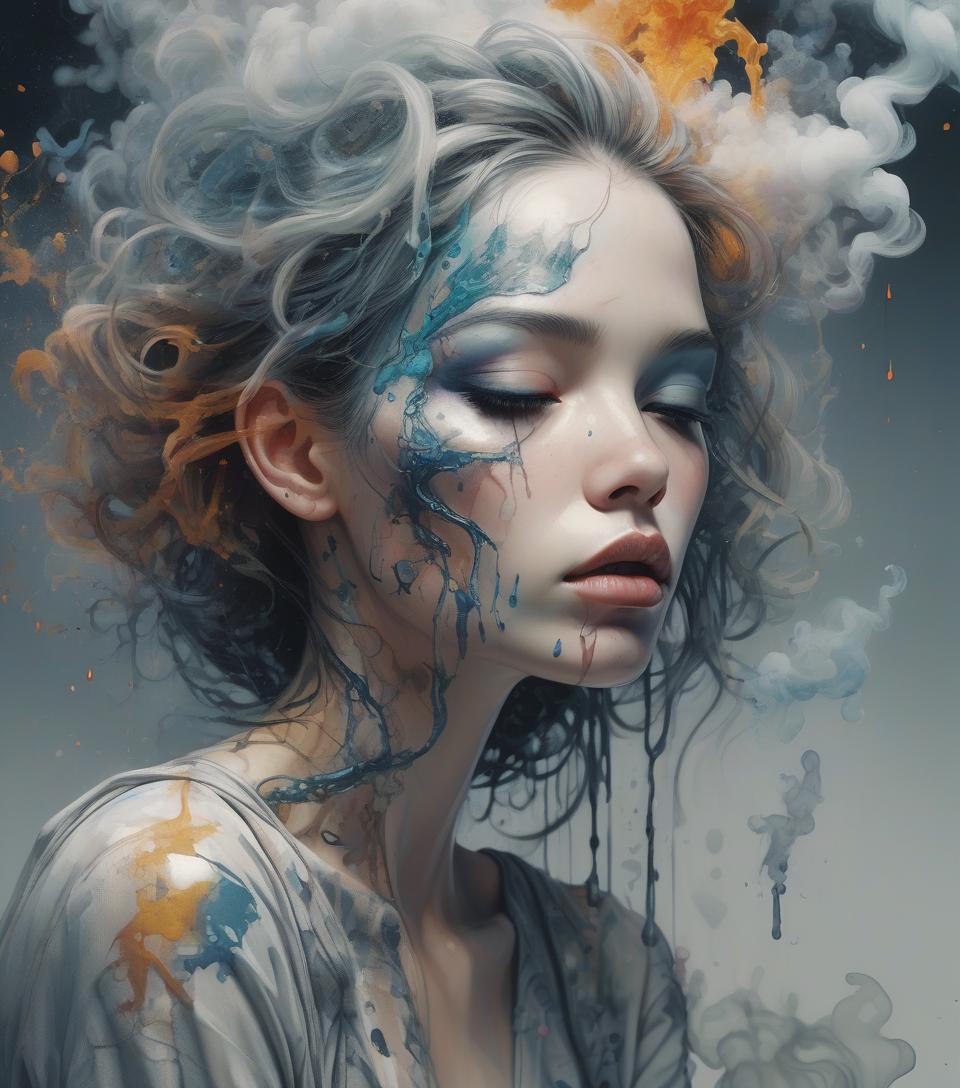  grunge style "minjae lee, ana paula hoppe, teis albers, armando mesias, fluid acrylic, graceful gradients, hypertextured, intricate octane render, 8k 3d depth, james jean, peter mohrbacher, kaluta, pixiv, accurate features, incredibly detailed, hyperrealistic, devolving into smoke, wlop, scenic beautiful gorgeous" . textured, distressed, vintage, edgy, punk rock vibe, dirty, noisy