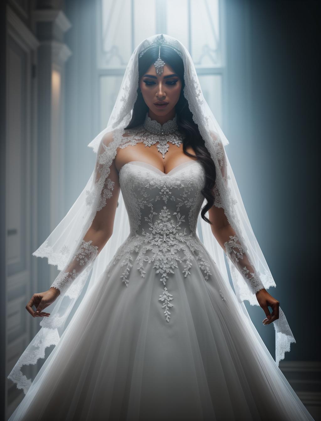  Scary ghost having with a  hyperrealistic, full body, detailed clothing, highly detailed, cinematic lighting, stunningly beautiful, intricate, sharp focus, f/1. 8, 85mm, (centered image composition), (professionally color graded), ((bright soft diffused light)), volumetric fog, trending on instagram, trending on tumblr, HDR 4K, 8K