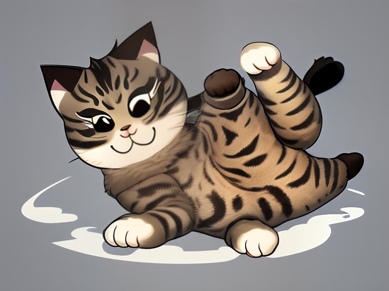  create an image of a furry cat that will lift one finger to tell some funny fact, animal, illustration, flat, vector, detailed.