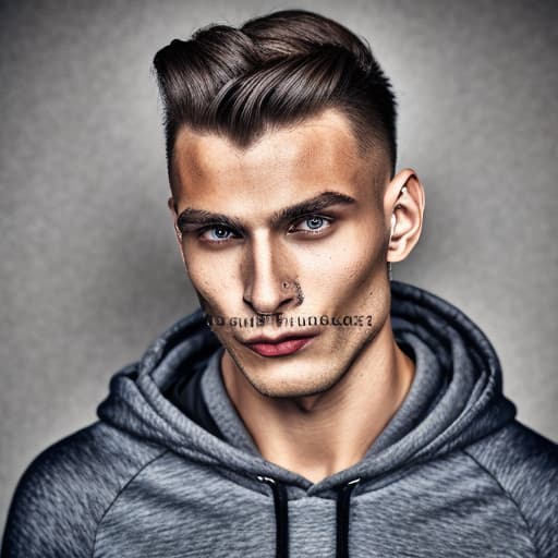 portrait+ style Czech Republic queer fitness model brunette hunk dude face