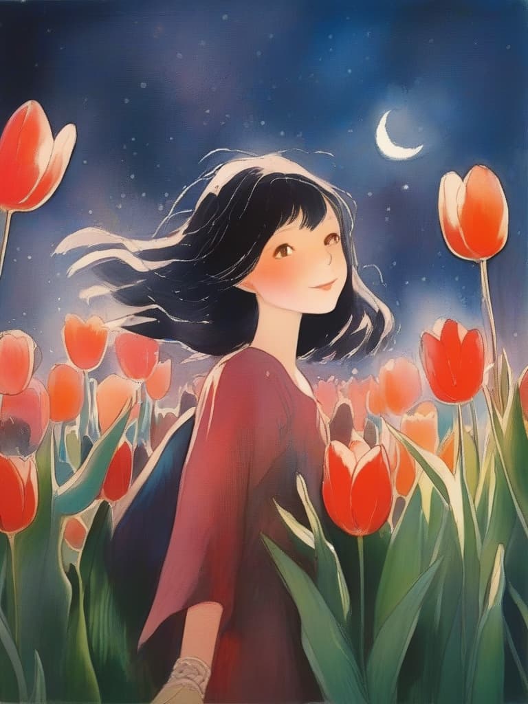  masterpiece,girl like tulip,beautiful girl,gentle cartoon style,high quality,16k,super analysis