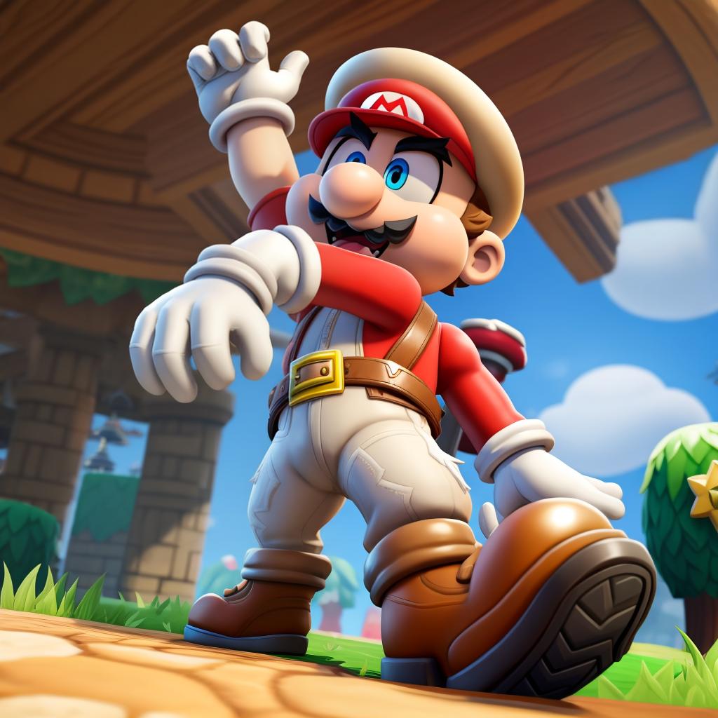  Super mario (fortnite) full body, super mario white gloves, open eyes, masterpiece, 4k, fine details,