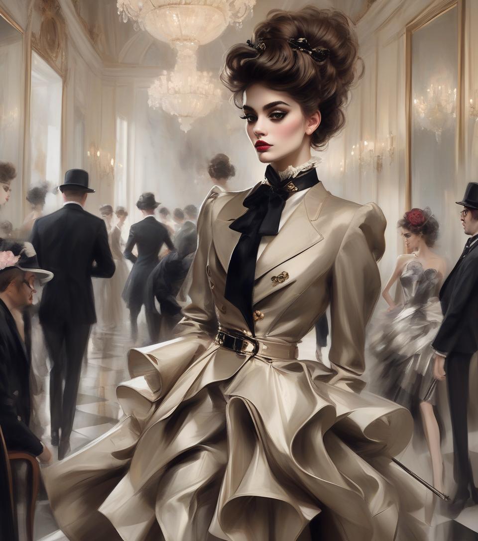  concept art fashionista, inspired by style of runway reflections x giovanni boldini, romantic french chic, ultra realism, mid shot . digital artwork, illustrative, painterly, matte painting, highly detailed