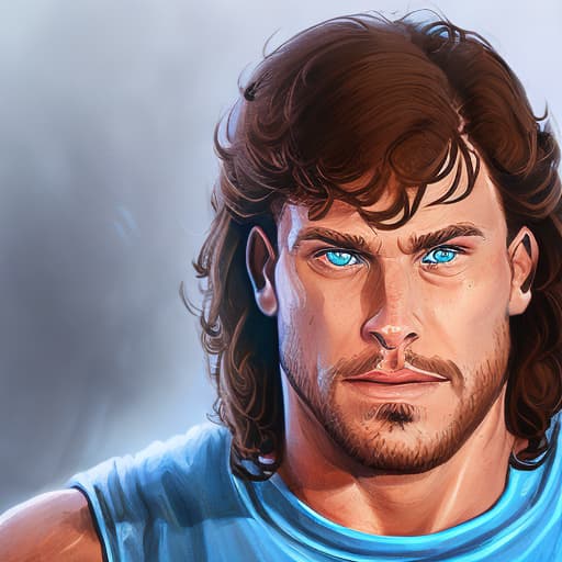 portrait+ style WrestleMania superstar brunette hunk dude face