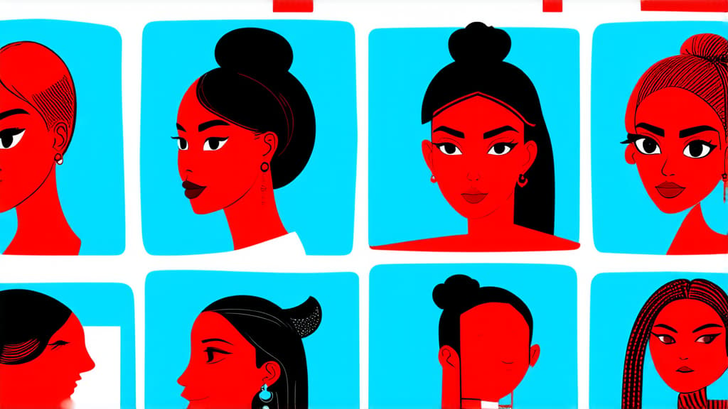  flat illustration, flaticon, (illustration:1.15), different beauty. set of different female heads. different races and nationalities. colored hand drawn illustration ar 16:9, [cory loftis, strobist, pascal campion :: 0.2]