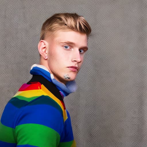 portrait+ style German LGBT queer twink blonde hunk dude face