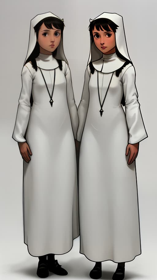   sisters, full length, . white background.