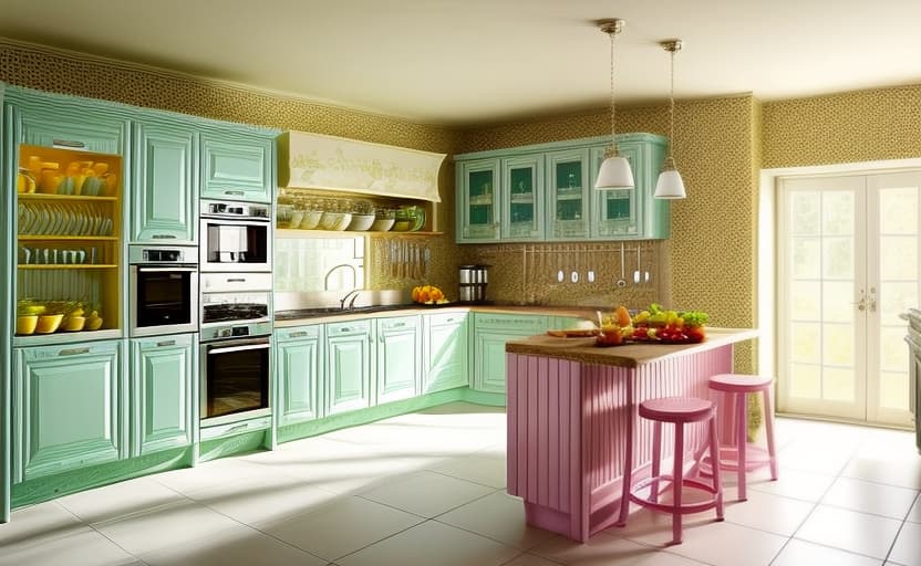  decorated and colour ful kitchen