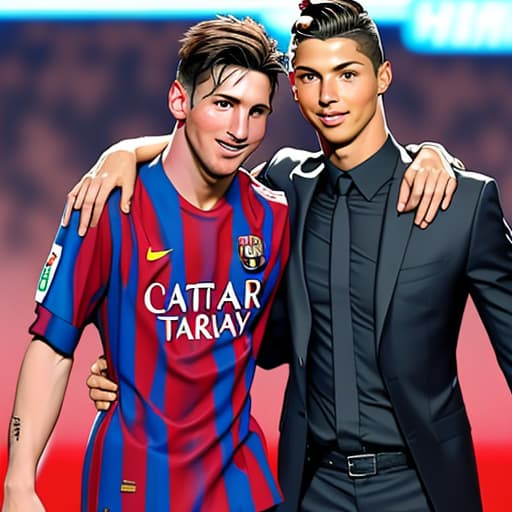  Messi with Cristiano Ronaldo