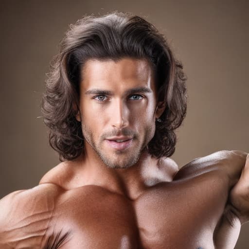 portrait+ style IFBB star bodybuilder queer brunette hunk dude face