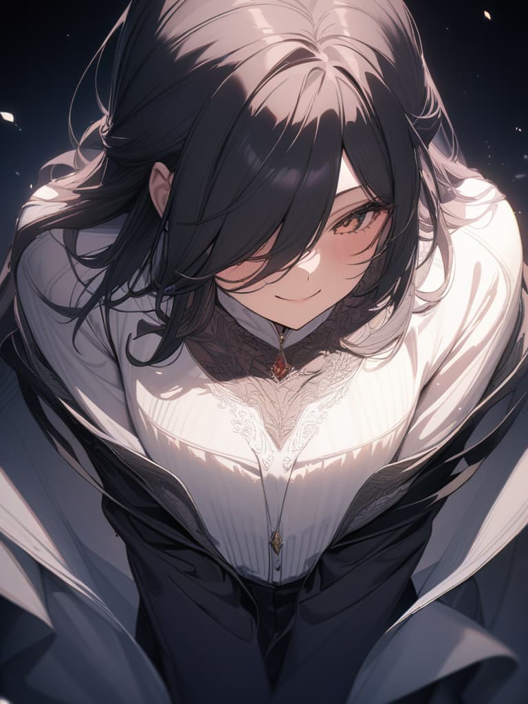  long black hair, beautiful, smiling, from the front to the chest, masterpiece, best quality,8k,ultra detailed,high resolution,an extremely delicate and beautiful,hyper detail