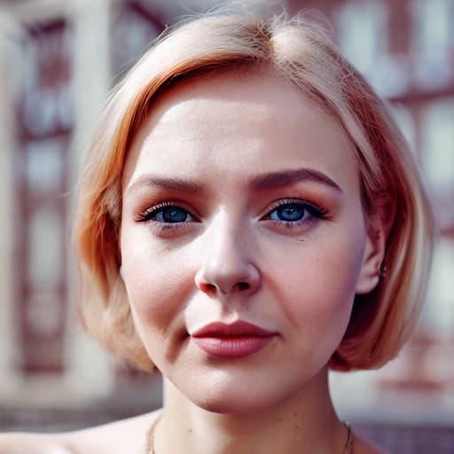 portrait+ style Russian lesbian queer comedy actress blonde female face