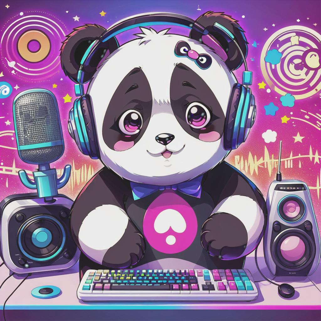  anime artwork internet logo of kawaii radio, panda . anime style, key visual, vibrant, studio anime, highly detailed