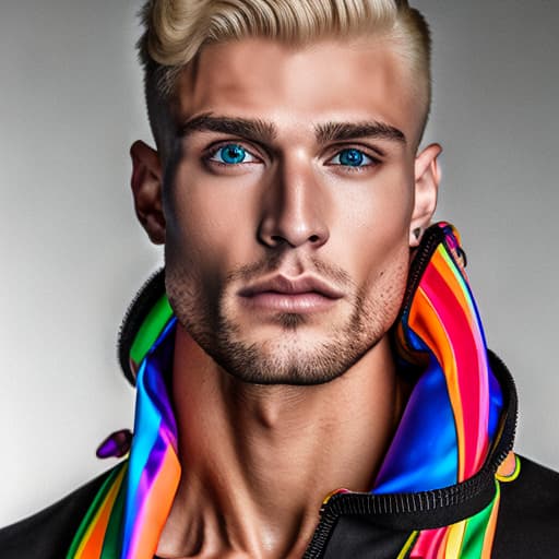 portrait+ style Russian LGBT queer fitness trainer blonde hunk dilf dude face