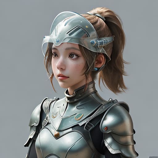  girl, human nature, wearing biological armor, shell, fully enclosed helmet, (solo: 1.5), dynamic, best quality, masterpiece, c4d, ponytail.