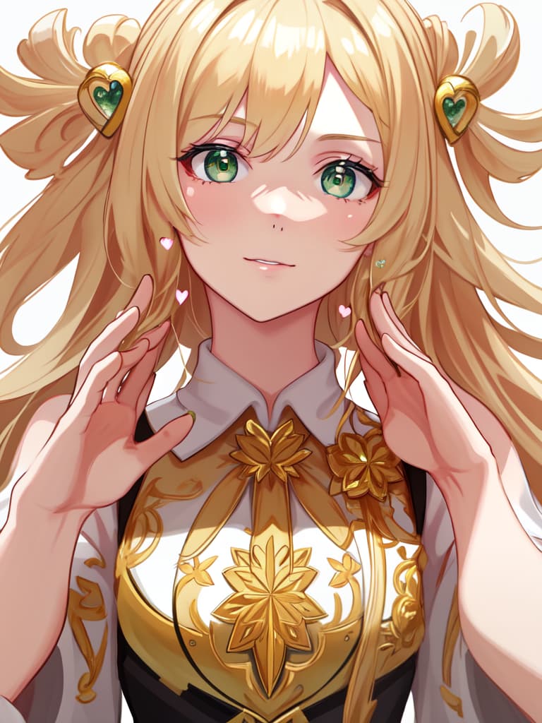  Blond, heart on the head, green eyes, idol, masterpiece, best quality,8k,ultra detailed,high resolution,an extremely delicate and beautiful,hyper detail