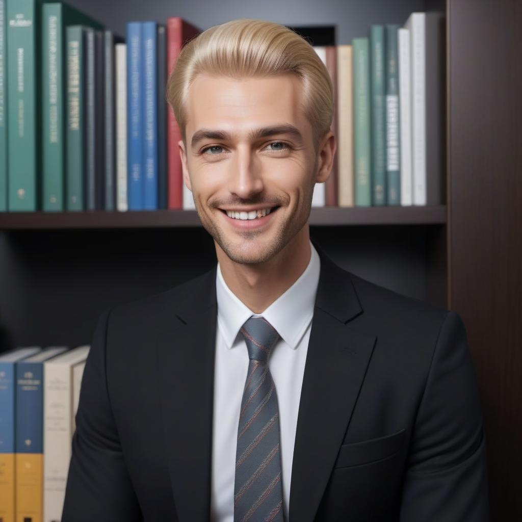  A man in a uniform The face is European There is a smile on his face Blonde hair hyperrealistic, full body, detailed clothing, highly detailed, cinematic lighting, stunningly beautiful, intricate, sharp focus, f/1. 8, 85mm, (centered image composition), (professionally color graded), ((bright soft diffused light)), volumetric fog, trending on instagram, trending on tumblr, HDR 4K, 8K