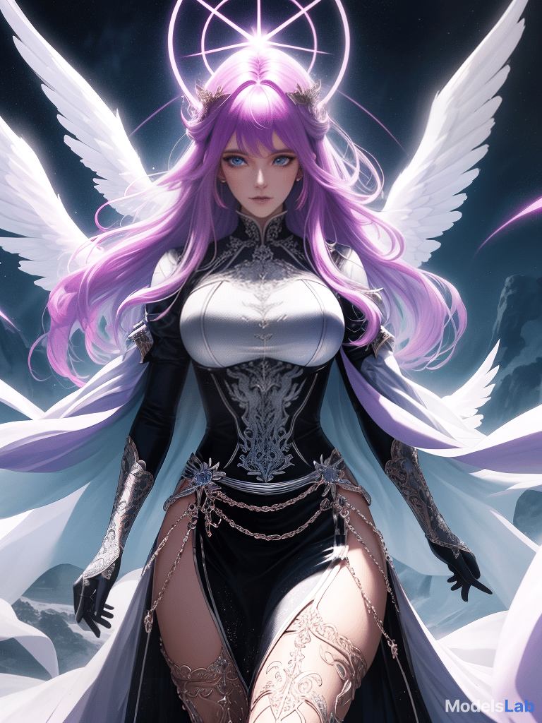  purple pink hairstyle, angel and devil wings, big eyes, aqua blue eyes, men and women, masterpiece, best quality,8k,ultra detailed,high resolution,an extremely delicate and beautiful,hyper detail hyperrealistic, full body, detailed clothing, highly detailed, cinematic lighting, stunningly beautiful, intricate, sharp focus, f/1. 8, 85mm, (centered image composition), (professionally color graded), ((bright soft diffused light)), volumetric fog, trending on instagram, trending on tumblr, HDR 4K, 8K