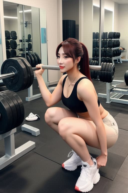  a beautiful girl lifting weights, kpop mode, trending on instagram