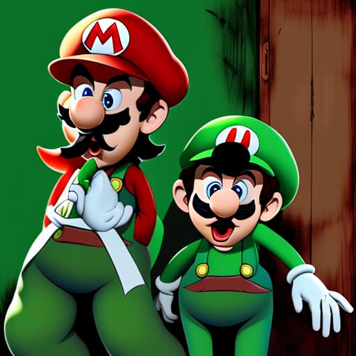  Mario and Luigi in a horror movie