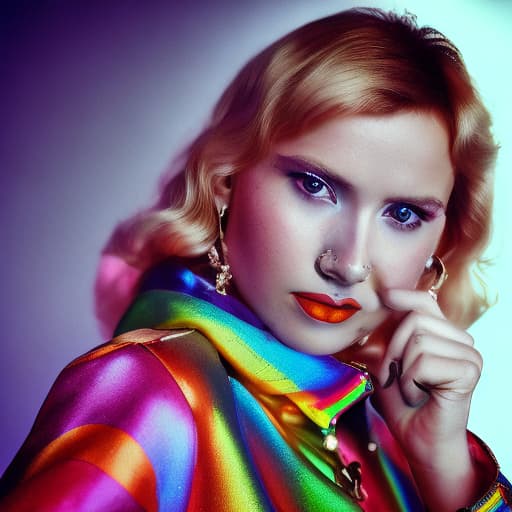 portrait+ style Russian LGBT queer singer blonde female face