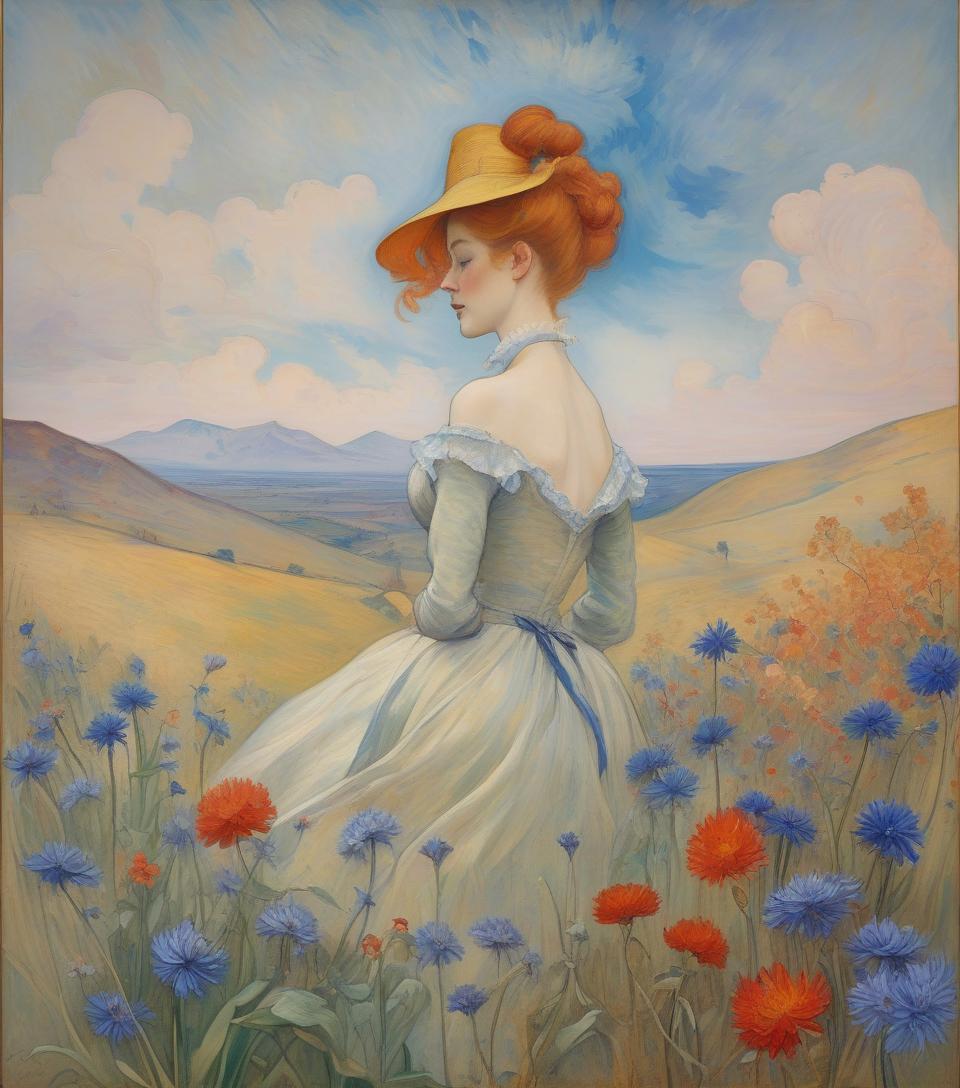  make this painting in toulouse lautrec style. air waves whirlwinds around magnificent views volcanoes cornflowers cherries magically high. incredibly distant, amazing and beautiful perspective, (high def: 1.2), masterpiece, flawless, otherworldly allure, perfect detail, ultra realistic, 8k, cinematic lighting, flawless, professionally made, otherworldly allure, mystical sky, premium quality