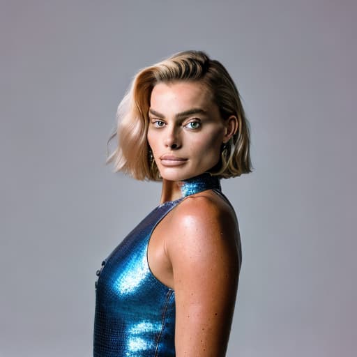 portrait+ style Margot Robbie queer face