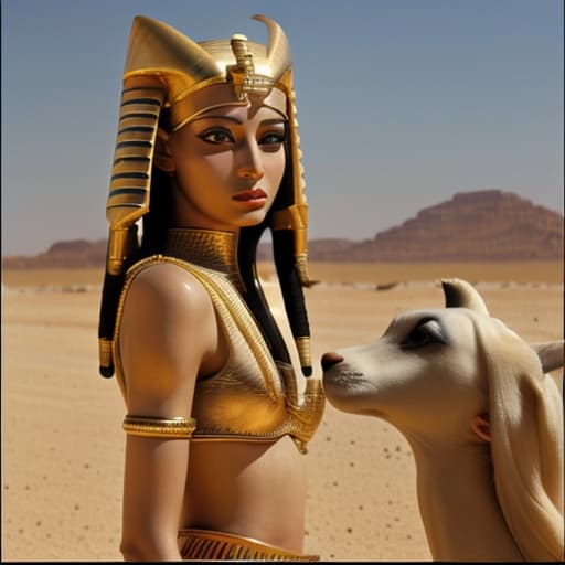  Pharaoh looking too a women pharaoh in the desert eye contact