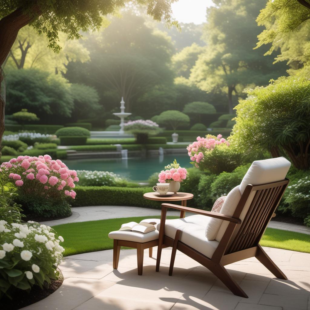  A serene afternoon setting with a calm ambiance. Imagine a comfortable lounge chair under the shade of a tree, with soft rays of sunshine filtering through the leaves. Nearby, a stylish coffee table holds a delicate teacup and an open book, suggesting a moment of relaxation and reflection. The background features a tranquil garden or park scene with subtle floral accents. Include a black woman with braids sitting in the lounge chair, looking relaxed. Incorporate a text overlay with the inspirational message: 'After six days of relentless hard work and determination, it's the perfect time to allow yourself some well-deserved rest and relaxation. True strength comes from balance, and taking a moment to recharge is not only essential but incre hyperrealistic, full body, detailed clothing, highly detailed, cinematic lighting, stunningly beautiful, intricate, sharp focus, f/1. 8, 85mm, (centered image composition), (professionally color graded), ((bright soft diffused light)), volumetric fog, trending on instagram, trending on tumblr, HDR 4K, 8K