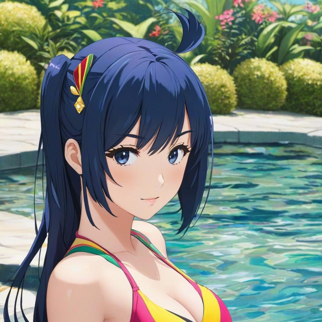  i want a anime in a swim suit, award winning, professional, highly detailed, masterpiece