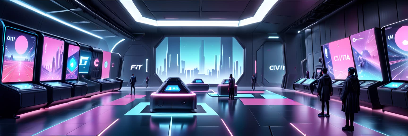  the scene is filled with futuristic elements, platforms and vibrant nft objects where users interact with virtual objects and with each other in this digital space., civitai