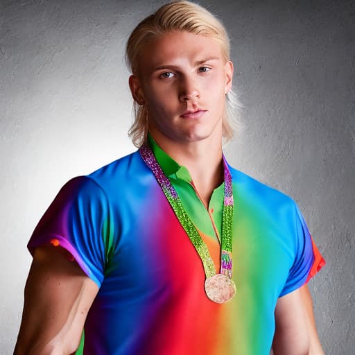 portrait+ style Russian LGBT queer summer Olympics athlete blonde hunk dude face